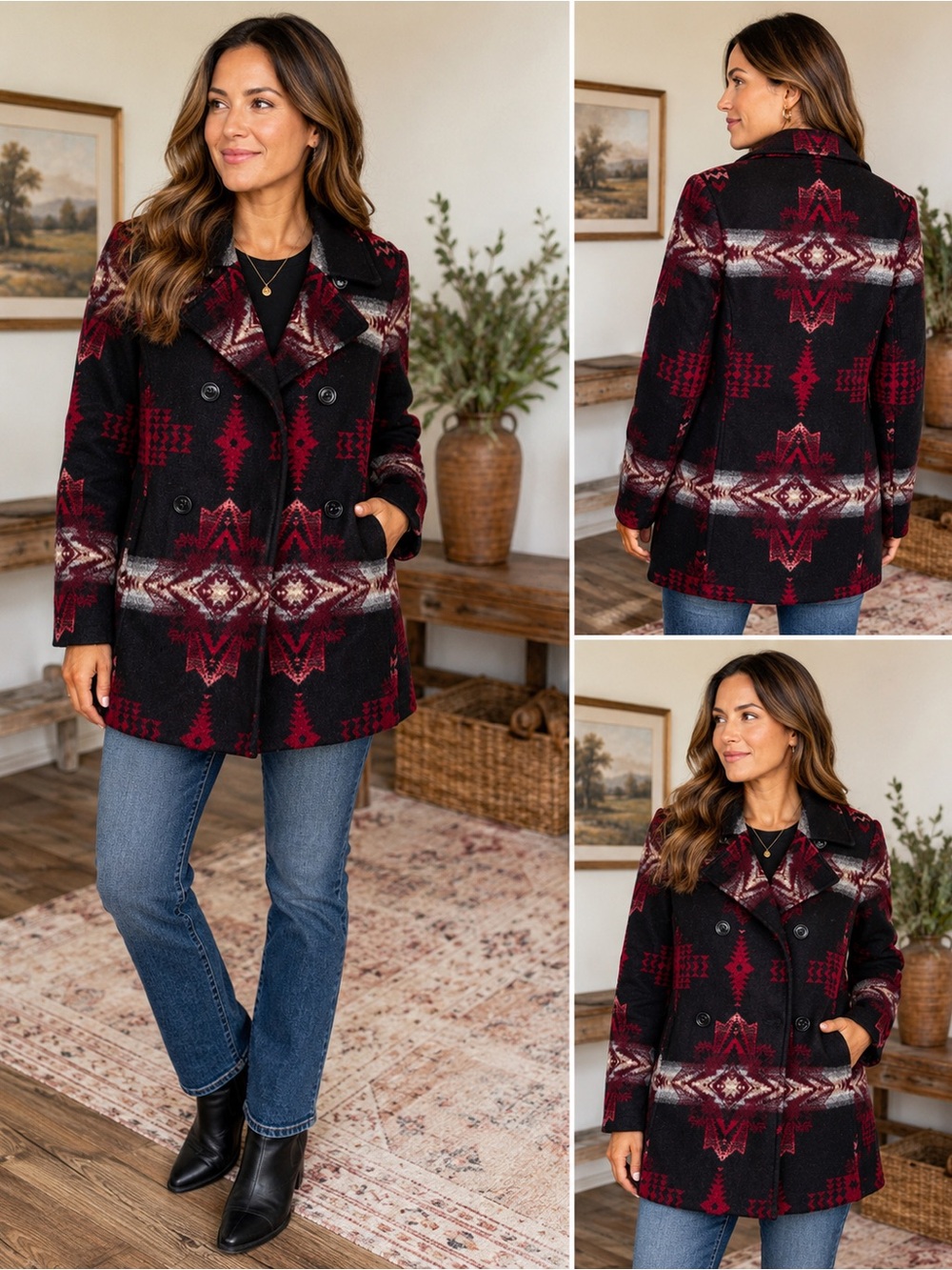Pendleton wool Women’s Double-Breasted Southwestern Coat